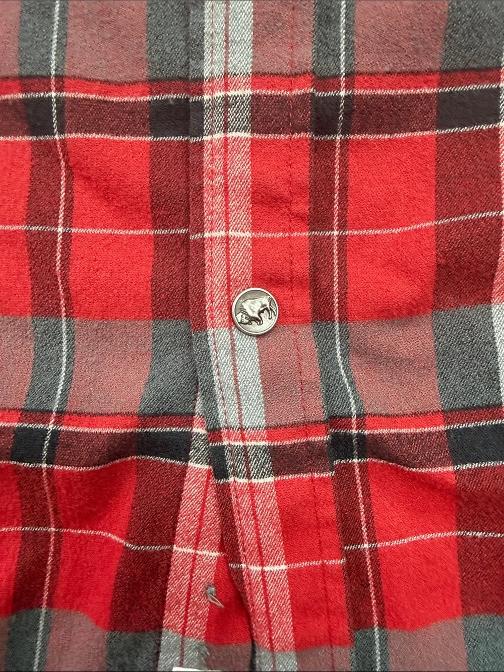 Mountain Khakis Men’s Red and Gray Plaid Wool Blend Flannel Button-Down Shirt. L